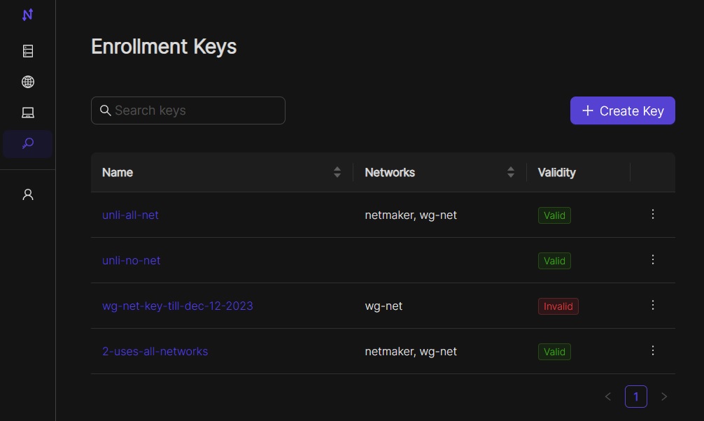 Enrollment Key Screen with invalid keys